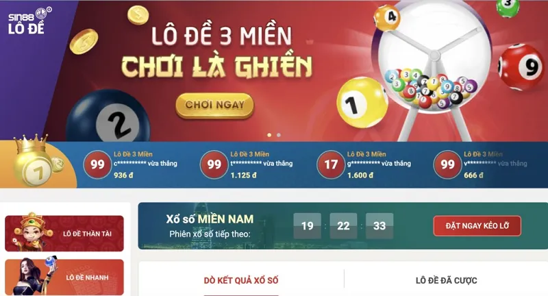 Chơi lô đề tại Sin88 có tỷ lệ ăn thưởng cao